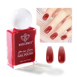 modelones Jelly Red Nail Polish, Sheer Dark Red Clear Translucent Semi-Transparent 15 ml Quick Dry Nail Lacquer Strengthener Long Last Finger Toe Nail Art DIY Manicure Gift for Women Girls 0.5 Fl Oz
