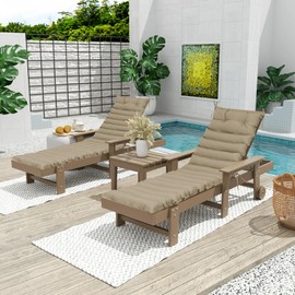 Only choice Chaise Lounge Cushions Replacement Waterproof Outdoor Lounge Chair Cushion with Ties for Garden Lawn Pool Patio Furniture 73”L × 24”W (Beige)