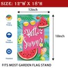 Hello Summer Watermelon Garden Flags for Outside 12x18 Double Sided