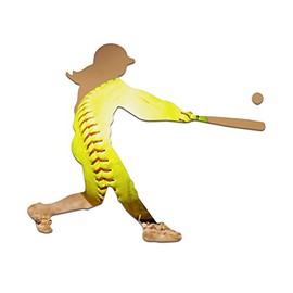 Bargain Max Decals Softball Batter Silhouette Girl Window Laptop Car Sticker 5.5"