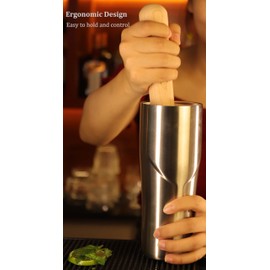 Premium Wooden Cocktail Muddler Crafted from Natrural Hardwood Wood - Elevate Mixology - Stylish Mojito Bar Tool - Crush Ice & Herbs with Ease - Ideal for Home, Bars, (12 inch Laser Cardinal)