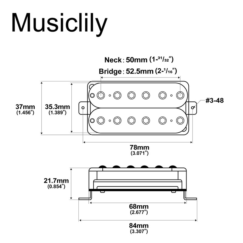 Artec HIVB Invader Style Uncovered Adjustable Hexagonal Poles Ceramic Humbucker