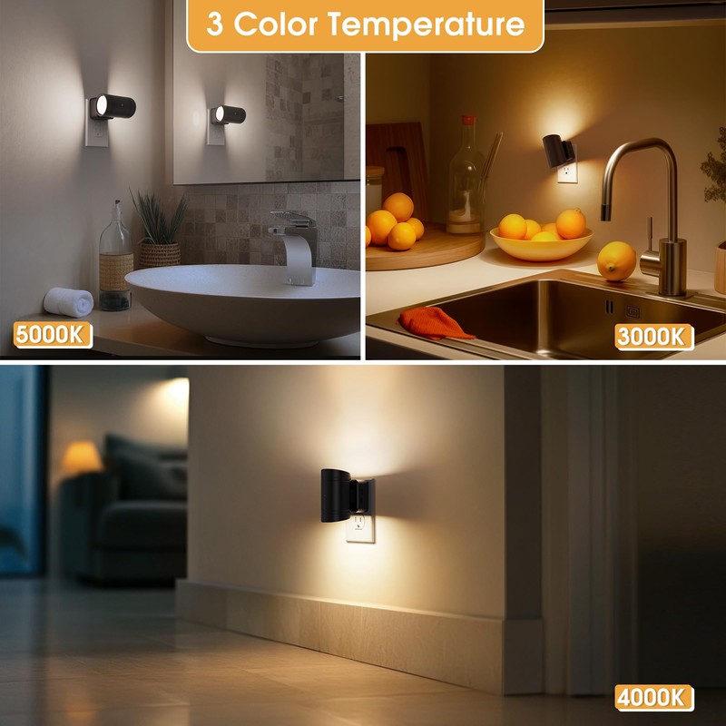 Briignite Night Lights Plug into Wall, 3CCT Modern LED Night
