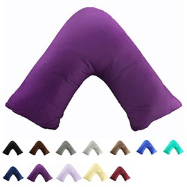 Gyulin 100% Cotton 300TC Soild Envelope Style V Shaped/Tri/Boomerang Standard Pillow Case Cushion Cover Only Cover No Insert (Purple)