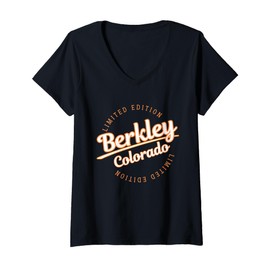 Womens Retro Athletic Berkley CO Apparel V-Neck T-Shirt