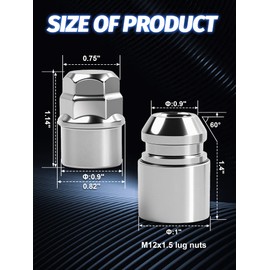 Wheel Locks M12 x1.50 Locking Lug Nuts with Key, Chrome Wheel Locks Lug Nuts Set of 4,OEM Style Factory
