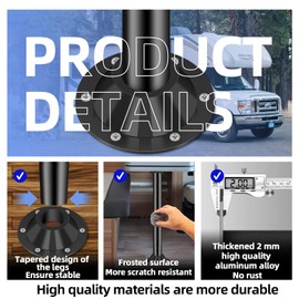 EZIRVLIFE 29" RV Table Leg Mount | Heavy-Duty Aluminum RV Table Legs and Base Mount | Camper Table Pedestal for Trailer, Boat | Non-Wobbly Matte Black Finish (2 Legs + 4 Bases)
