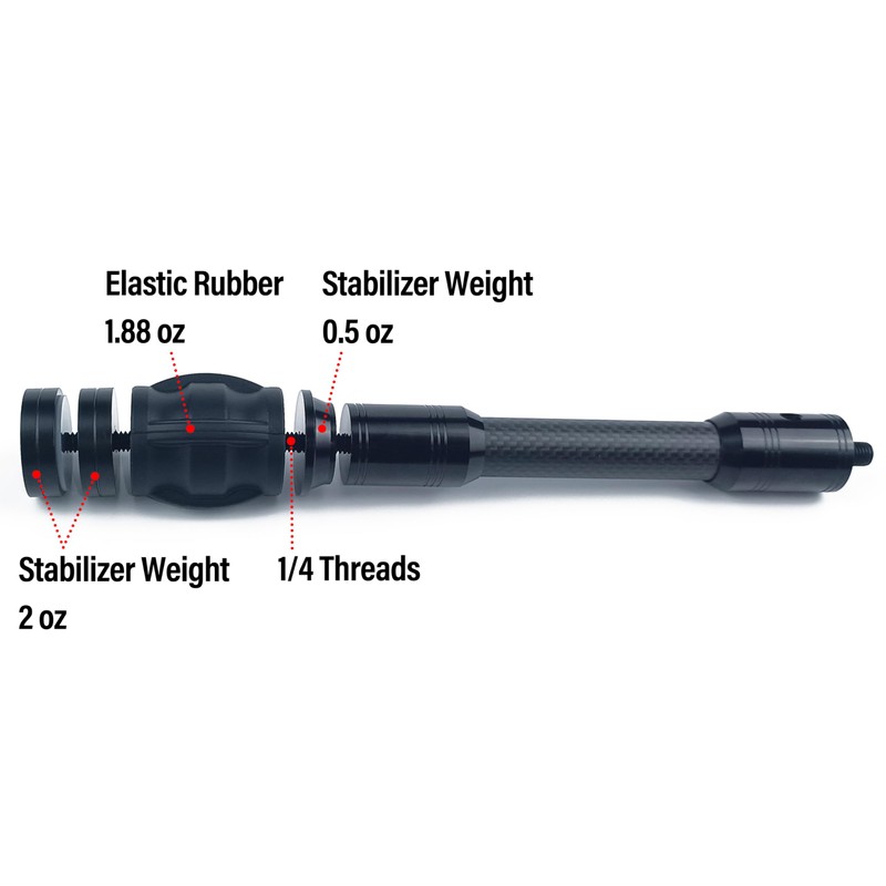 ZMATLIAO Carbon Archery Bow Stabilizer Single Side Adjustable V-Bar Mount