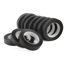 Lichamp 10 Pack Black Painters Tape 1 inch, Medium Adhesive Black Masking Tape Bulk Multi Pack, 1 inch x 55 Yards x 10 Rolls (550 Total Yards)