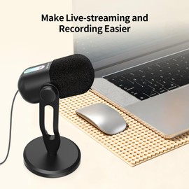 TOALLIN CM60 - USB Condenser Microphone for Recording, Streaming, Podcasting, Meetings on Teams, Zoom, OBS, Twitch, YouTube, Noise Reduction & Mute, Works with Laptop/PC/Tablet/Cellphone, Black