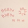 24 Piezas Uñas Postizas Francesa Corto, Rosa y Blanco Puntas