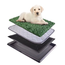 Dog Grass Pad with Tray 16"X20" - Indoor Pet Potty for Dogs, Fake Grass Pee Pad Dog Litter Box, Outdoor Turf Potty System for Puppy Training