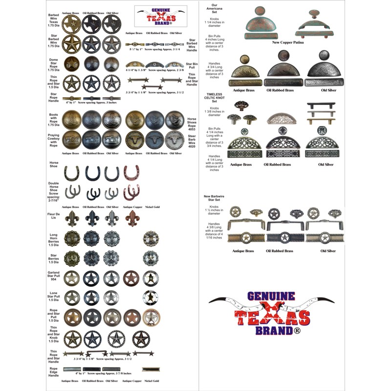 GENUINE TEXAS BRAND Fleur De Lis Drawer Cabinet Knob Antique