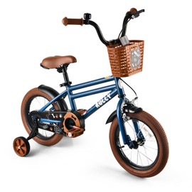 RULLY 14 Inch Boys' Bike for Kids Ages 3 4 5, Green Toddler Bicycle with Training Wheels, Coaster Brake & Handbrake, Basket, Lightweight Frame, Durable Steel, Safe Kids Bike for Beginner Riders