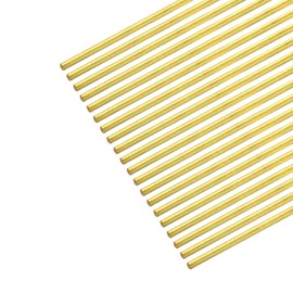 sourcing map Brass Rod,Brass Solid Round Rod 1.5mm/0.06inch Diameter 250mm Length Lathe Bar Stock for RC Model DIY Craft Pack of 20