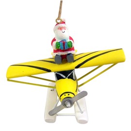 Wowser Cast Resin Santa Claus on Float Sea Plane Hanging Christmas Tree Ornament, 3 1/2