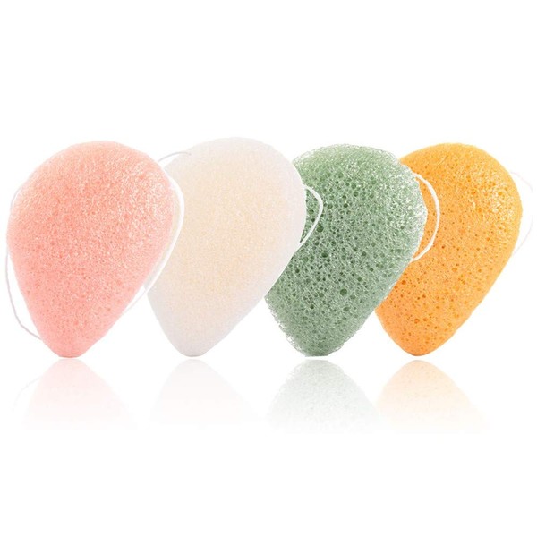 4 Pieces Konjac Facial Sponge, Face Exfoliation Cleaning Sponge Natural