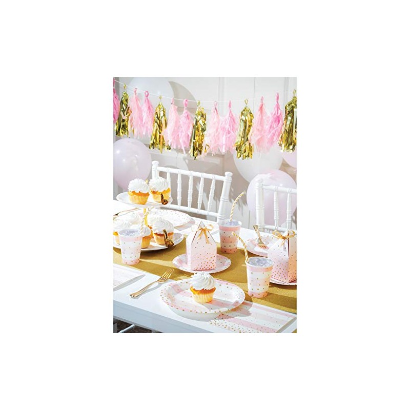 Creative Converting PC346289 Pink and Gold Plastic-Lined Paper Tablecover-1 Pc