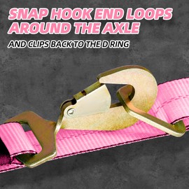 Car Tie Down System - Pack of 4 - Rated 10,000 LB -Pink