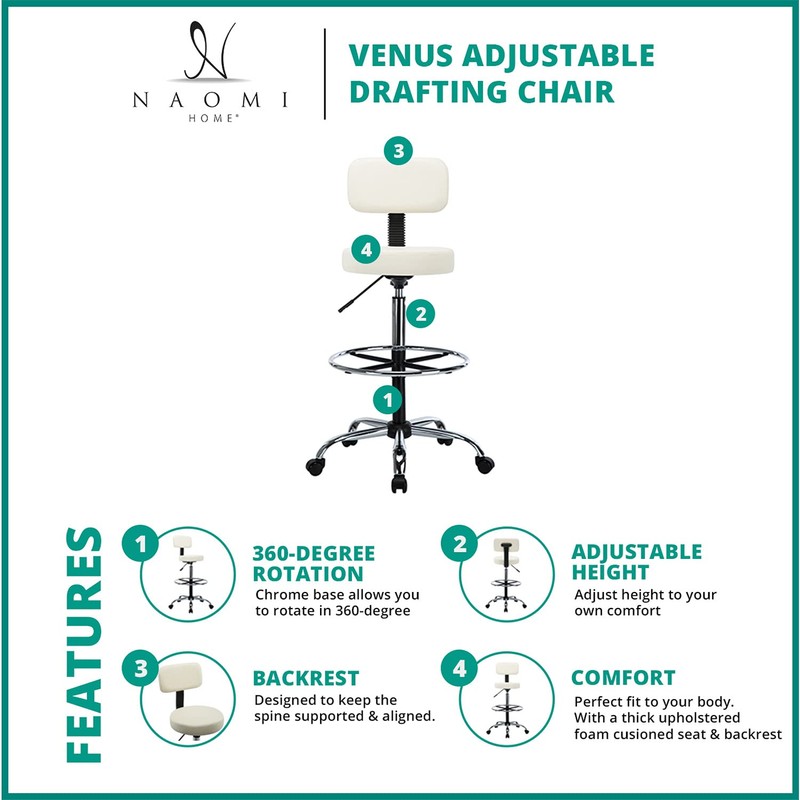 Upgrade Your Workspace with Venus Adjustable Drafting Stool - Premium