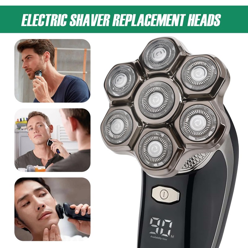 7D Shaver Heads Replacement 7 Blades Bald Head Shaver Replacement