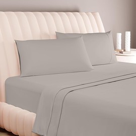 Carressa Linen 100% Egyptian Cotton Sheets - 600 Thread Count 4 PC California King Size Sheet Set, Soft, Cooling, High Thread Count, Extra Long Staple Luxury Bedding, Cal King Sheets - Cocoa Taupe