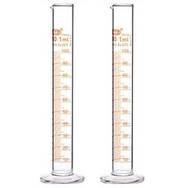 StonyLab 2-Pack 100ml Borosilicate Glass Graduated Cylinder Measuring Cylinder