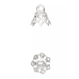 Platinum Bead Caps, 100 Silver Plated Brass 8x5.5mm Filigree Bell Prong to Fit 5-7mm Bead