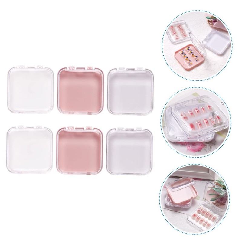 Baluue 6pcs Nail Storage Organizer Box Portable Nail Holders Storage