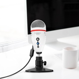Y YO-TRONICS USB Condenser Podcasting Microphone PC Mic with Desktop Base for Live Streaming, Recording,Gaming, White