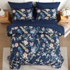 Mybedsoul Floral Queen Size Comforter Set, 7 Pieces Navy Blue