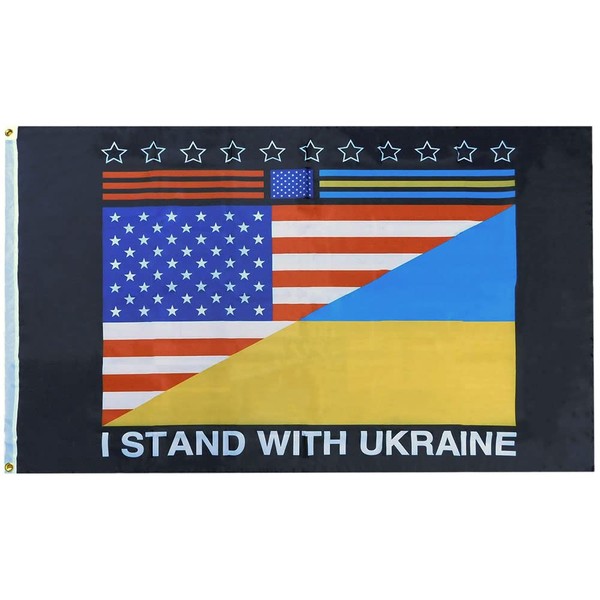 USA America Ukraine Ukrainian Diagonal Friendship Combination "I Stand With
