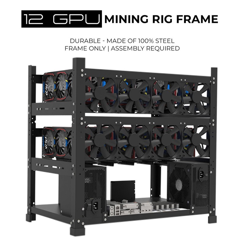 AAAwave 12GPU Mining Rig Frame - The Sluice V2 Steel