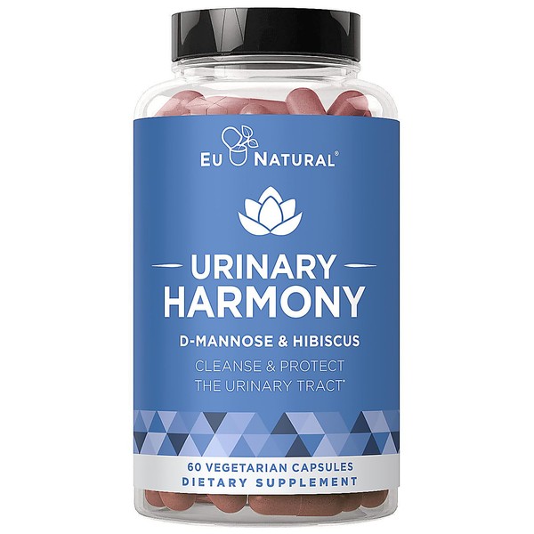 Urinary Harmony D-Mannose Supplement for Urinary Tract Health – Clinical-Strength Formula with D-Mannose & Hibiscus Cleanses and Flushes the Urinary System – 60 Fast-Acting Capsules