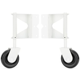Spring Loaded Gate Caster for Wooden Gate PVC Fence, Heavy Duty Gate Wheel Caster with 360 Degree Universal Mount Plate, 4-Inch, 220 Lbs Capacity, White, Suitable for Left&Right Gate