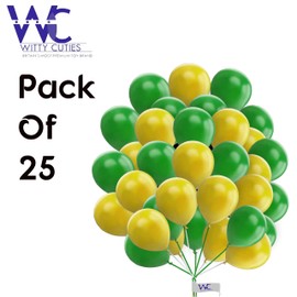Round Balloons 25 Pack 10 Inch Green & Yellow Balloons for Birthday Party Decorations Balloons for Kids Party Baby Shower Engagement Wedding Party and Other Festivals.