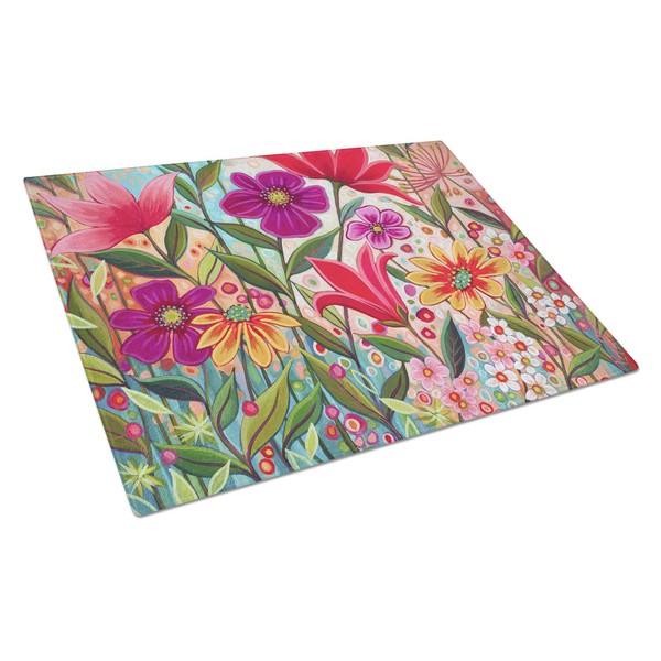 Caroline's Treasures PPD3015LCB Fanciful Flowers Glass Cutting Board Large Decorative