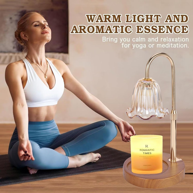 Electric Timer Candle Warmer Light,with Bracket Dimmable Candles Wax Glass