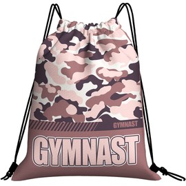 Givotin Mochila con cordón impermeable para gimnasio, bolsa deportiva con cordón, Bolsas de gimnasia con cordón, camuflaje rosa polvoriento, Mochilas de gimnasia con cordón