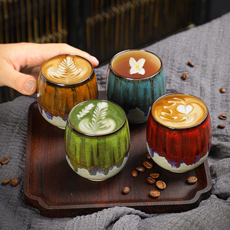 Espresso Cups, 100 ml Espresso Cups Set Made of Stoneware,