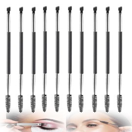 Angled Eyebrow Brushs,Eyebrow Brush,10 pieces eyebrow spoolie brush,Professional Brow Brush and Spoolie Set for Precise Shaping, Ideal for Eyebrow Makeup and Eyelash Combing