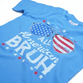 HH Family Boys 4th of July Shirt Kids Patriotic Dinosaur American Flag USA Shirts Tshirts Clothing (US, Numeric, 6, Regular, Bruh Blue)