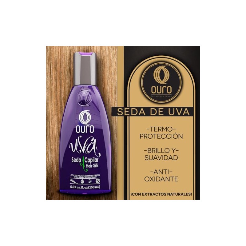 OURO Seda Capilar UVA, Tratamiento Termoprotector con Antioxidantes para Cabello,