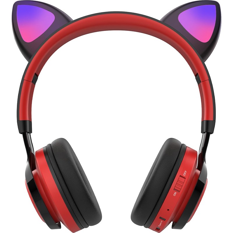 Riwbox CT-7 Cat Ear Bluetooth Headphones, LED Light Up Bluetooth