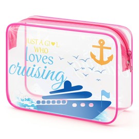 Cruise Lover Gifts for Women Makeup Bag Cruise Ship Gifts Cruise Trip Gifts for Her Cruise Themed Birthday Gift for Friends Carnival Cruisers Cosmetic Bag Beach Lover Gift Transparent PVC Travel Bag