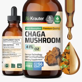 BIO KRAUTER Chaga Mushroom Extract - Chaga Tincture for Immune Support - Vegan, Alcohol & Sugar Free Drops 4 Fl.Oz.