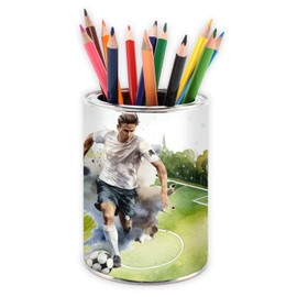 Stiftebecher Fußball Fussball grün - Stifteköcher Stiftehalter Schreibtischorganizer Schreibtisch Büro Stifte Organizer Metall Kinder Junge Einschulung