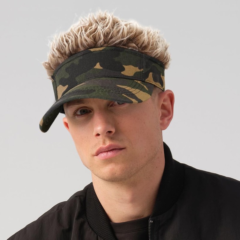 YeeHeen Mens Visor Cap Wig Spiked Adjustable Baseball Cap Sun