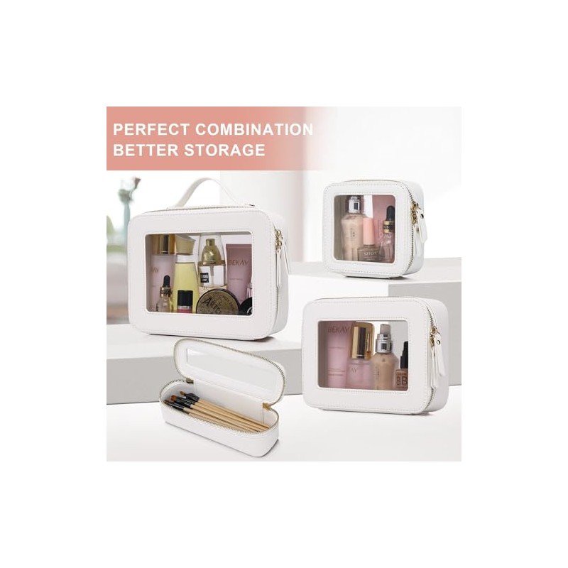 Pinkmik - Bolsa de maquillaje transparente para maquillaje portátil, bolsa