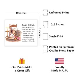 Dear Jesus - Christian Prayer Wall Art, Inspirational Typographic Faith Spiritual Decor, Wall Decor Print, For Home Decor, Kids Bedroom, Nursery Decor, Sunday School, or Church Decor, Unframed - 8x10